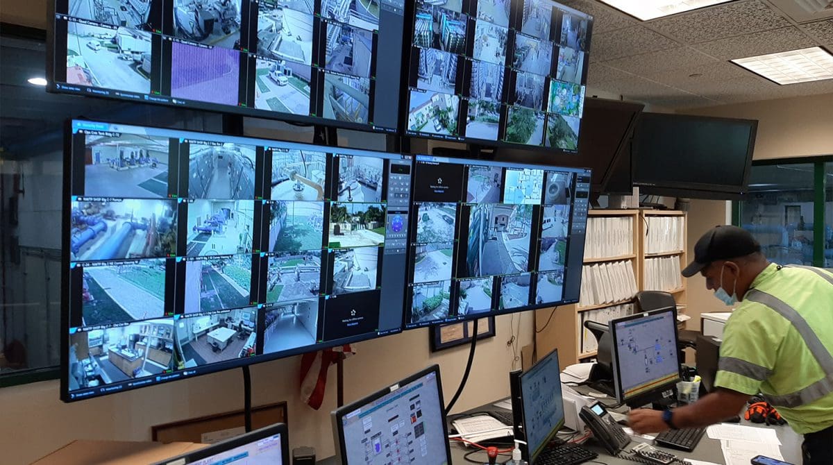 SCADA desk employee review monitors North Miami Beach