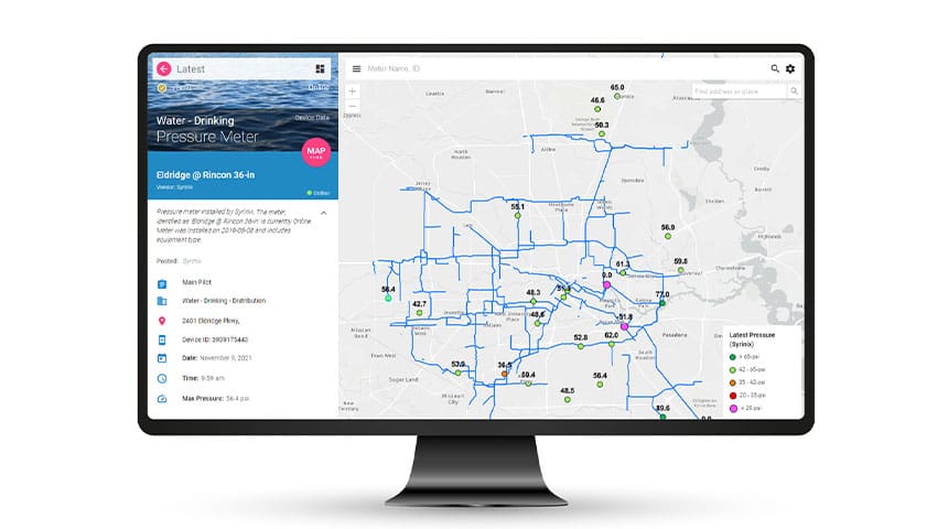computer with a dashboard and map
