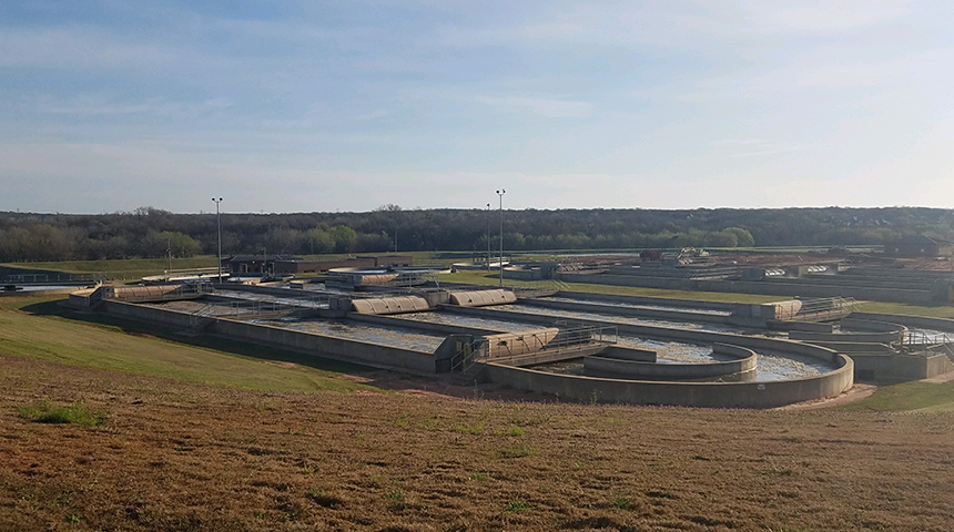Arial photo of the Coffee Creek Water Resource Recovery Facility expansion in Edmond, Oklahoma performed by Carollo Engineers