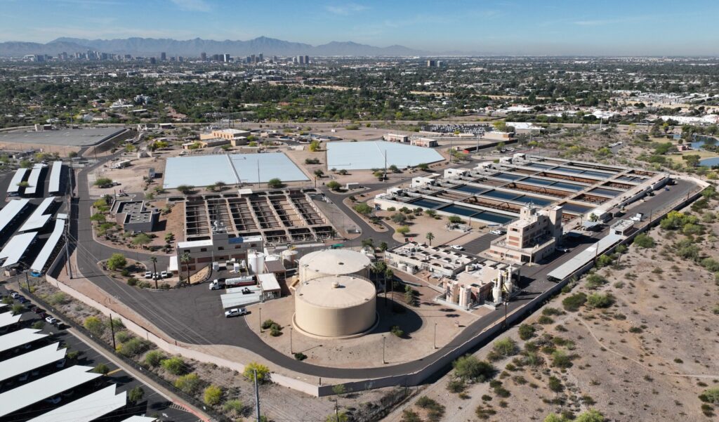 arial photo of the 24th street water treatment plant rehabilitation project, designed by Carollo Engineers.