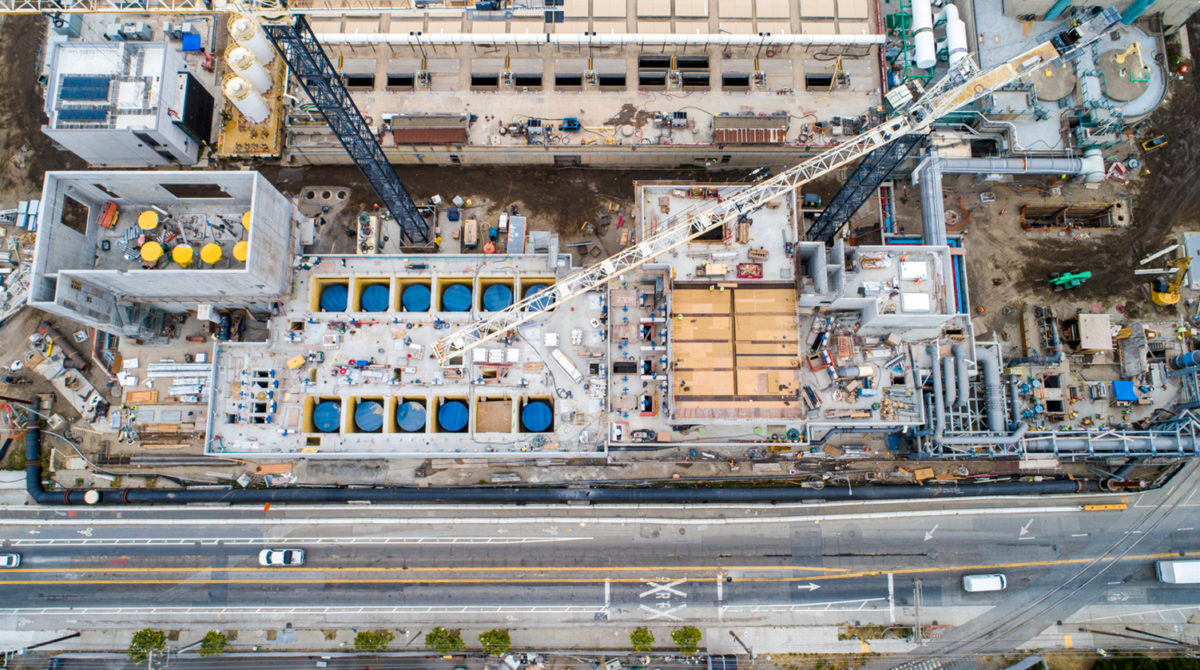Arial photo of the SFPUC headworks upgrades dont in San Francisco by Carollo Engineers