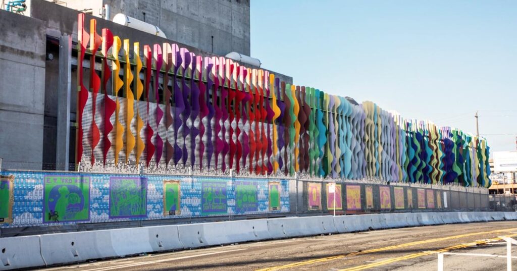 photo of evocative art installation outside the SEP headworks in San Francisco’s Bayview-Hunters Point neighborhood