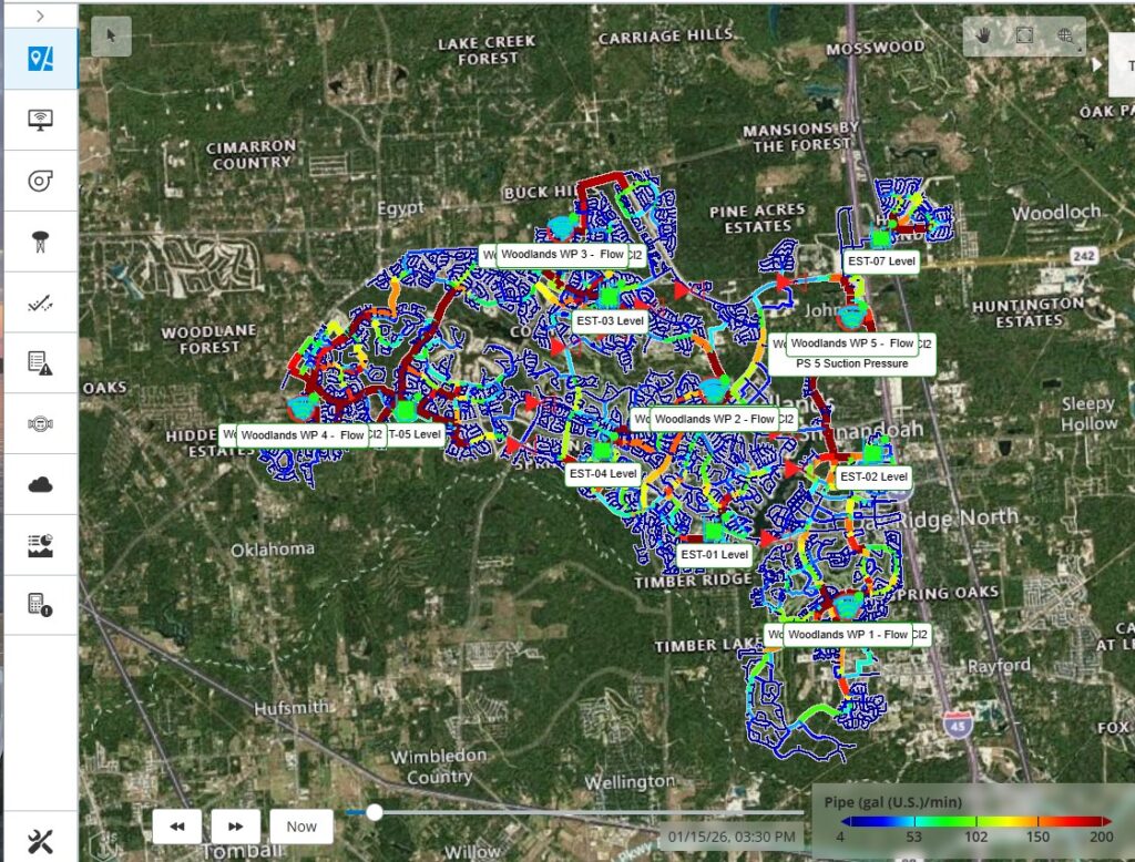 Aerial Map that shows use of Digital Water Solutions