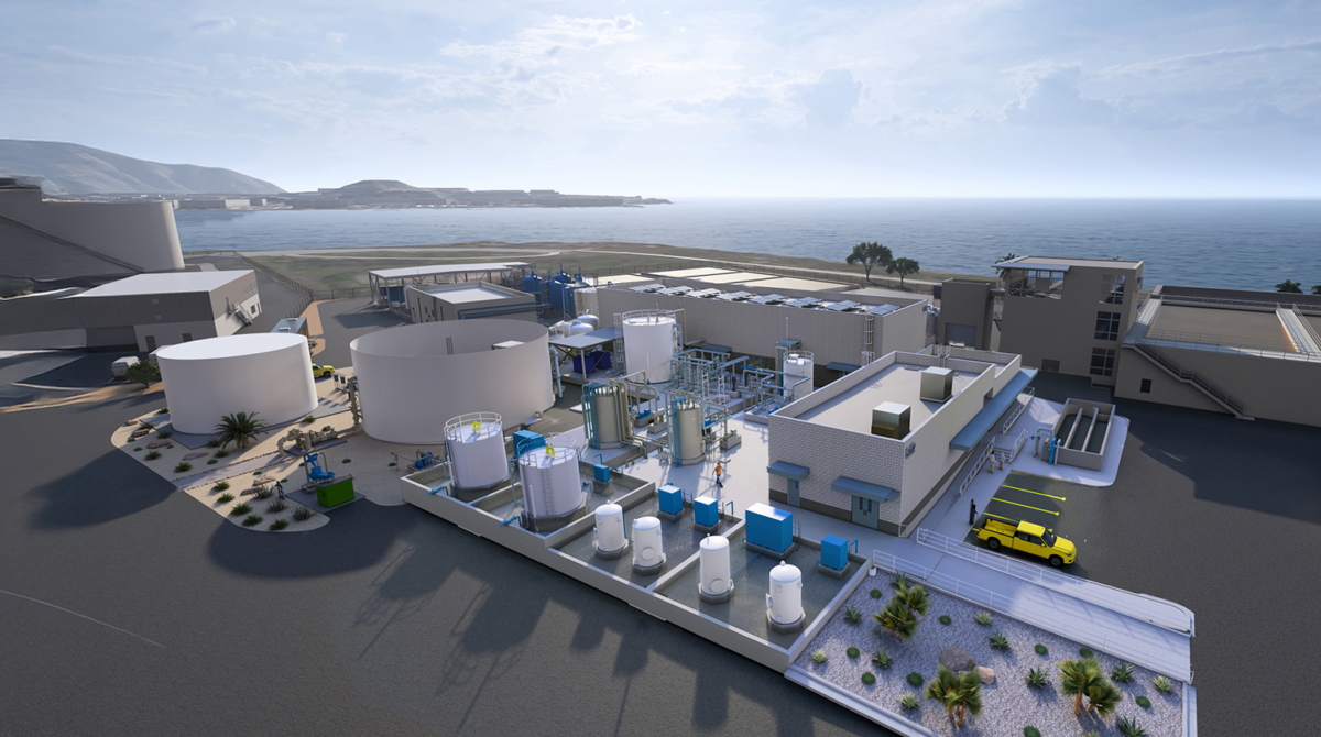 Arial rendering of the San Francisco International Airport Recycled Water System designed by Carollo Engineers