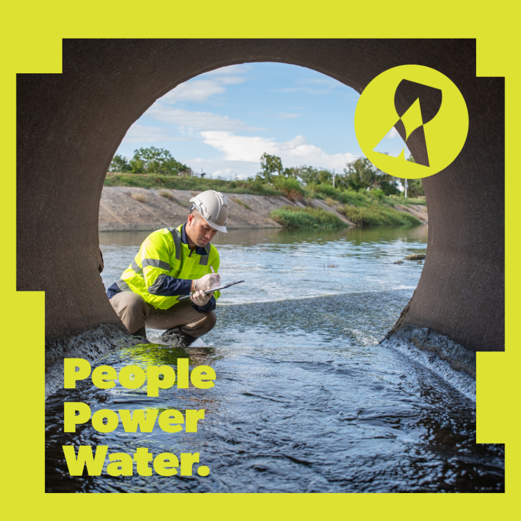 Photo of a water worker standing in a drainage pipe, representing Imagine a Day Without Water and Carollo's water research